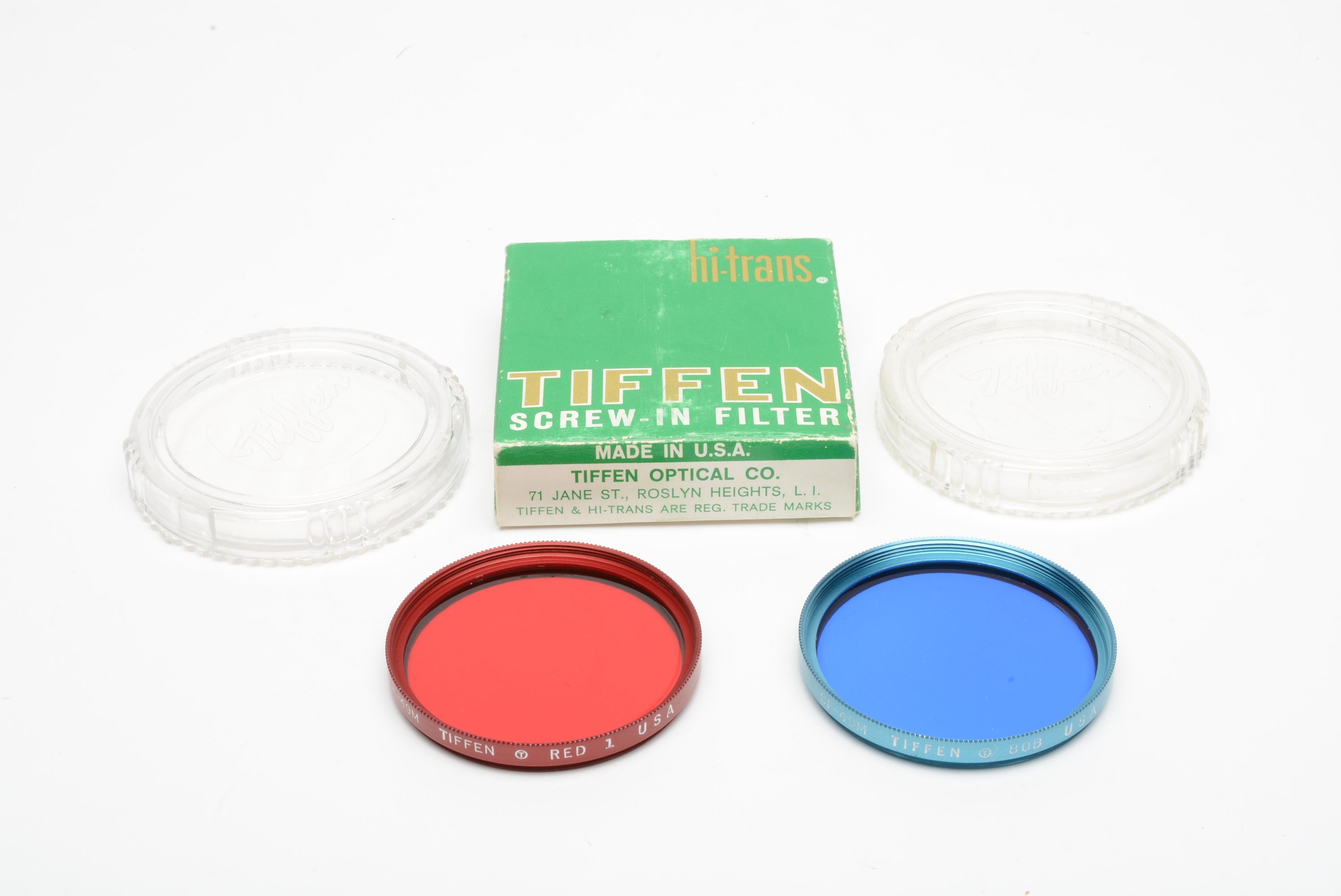 Set of 2 Tiffen 49mm filters (Red 1, 80B Blue) New