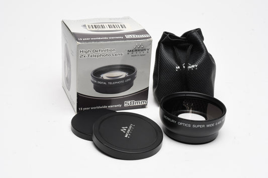 Merkury 2X 58mm Telephoto auxiliary lens, Mint, Boxed
