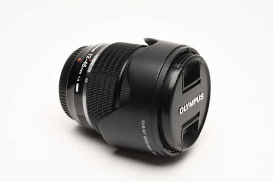 Olympus 12-45mm f4 Pro lens Black Micro 4/3 Mount, Hood, Mint-