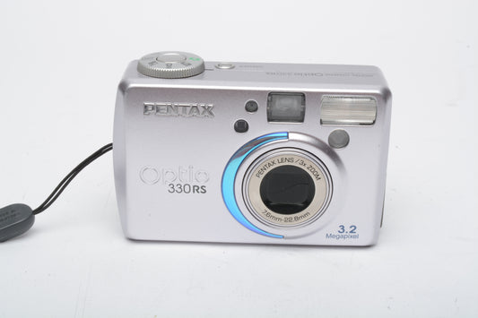 Pentax Optio 330RS 3.2MP Digital Point&Shoot camera, batt+charger+1GB CF+case