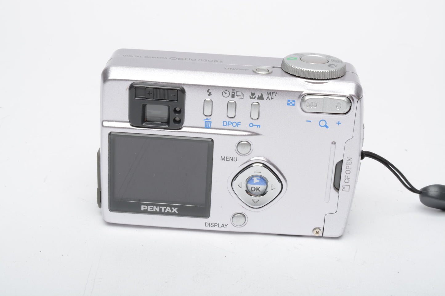 Pentax Optio 330RS 3.2MP Digital Point&Shoot camera, batt+charger+1GB CF+case