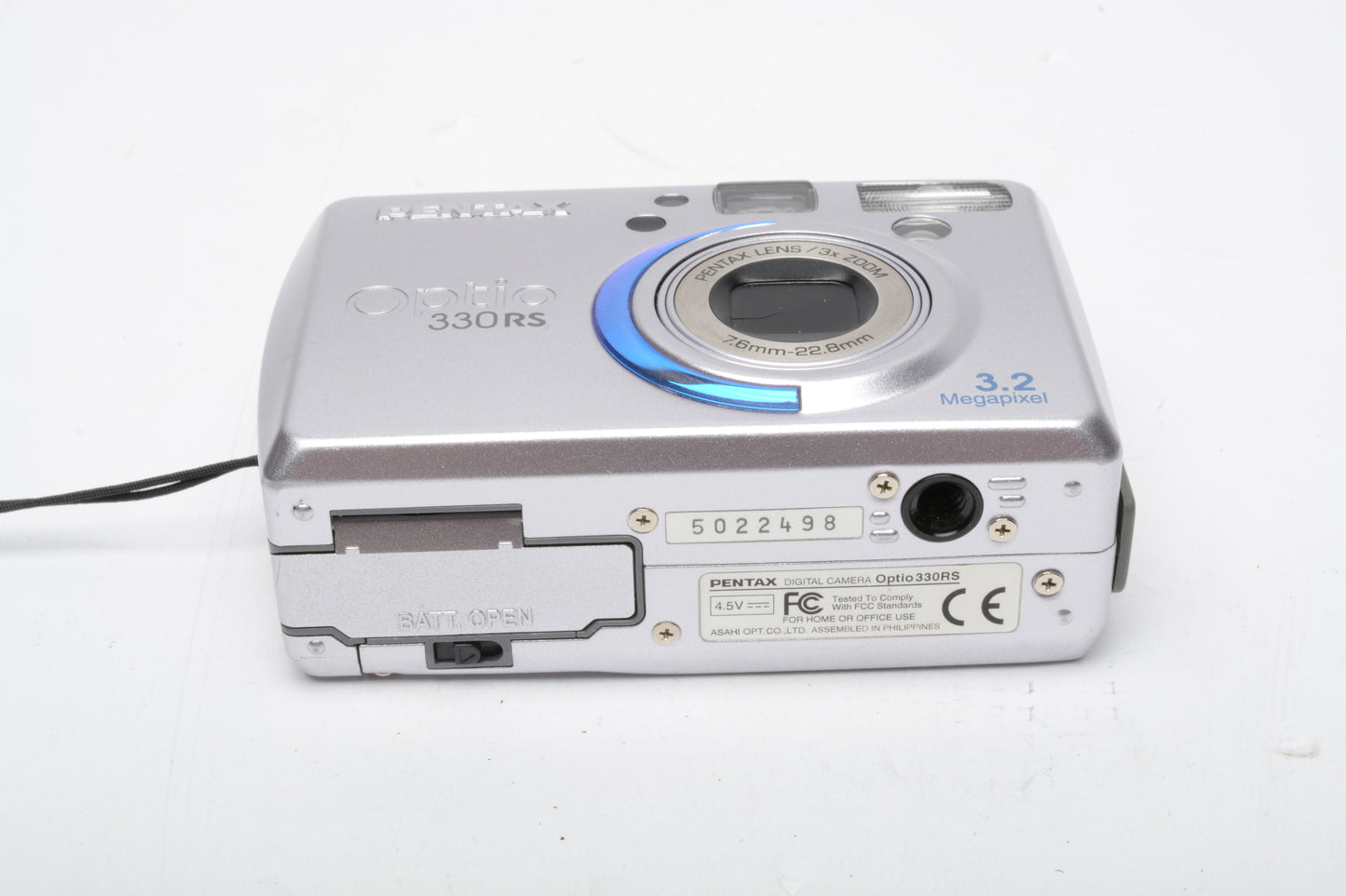 Pentax Optio 330RS 3.2MP Digital Point&Shoot camera, batt+charger+1GB CF+case