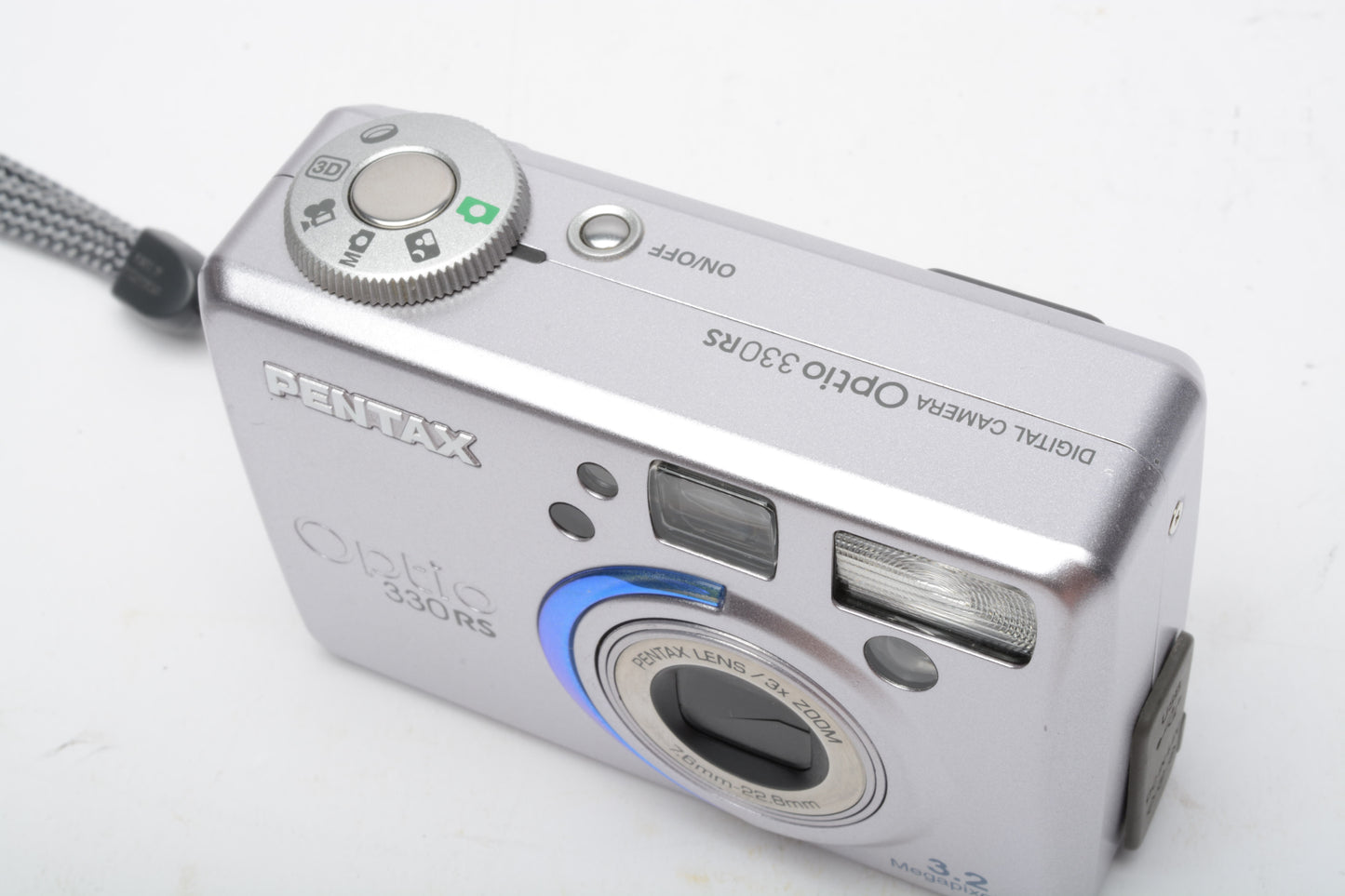 Pentax Optio 330RS 3.2MP Digital Point&Shoot camera, batt+charger+1GB CF+case