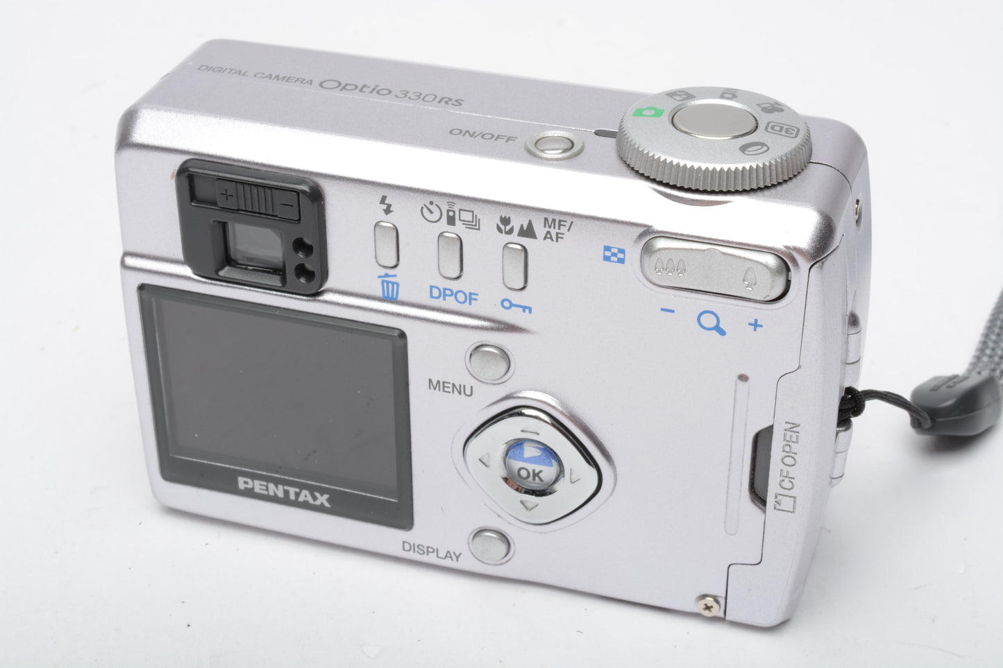 Pentax Optio 330RS 3.2MP Digital Point&Shoot camera, batt+charger+1GB CF+case