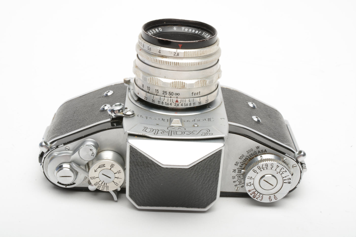 Jhagee Exakta VX w/Zeiss Tessar 50mm f2.8, case, tested, very nice!