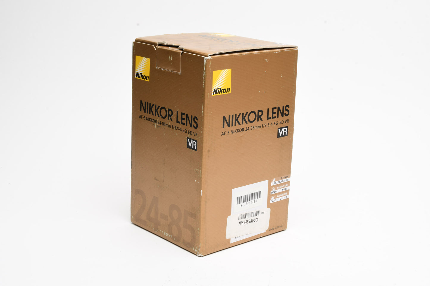 Nikon Nikkor AFS 24-85mm f3.5-4.5G ED VR zoom lens, Hood, Pouch, *Read