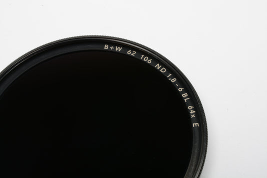B+W 62mm 106 ND 1,8-6 BL64X E F Pro filter in jewel case, Mint-