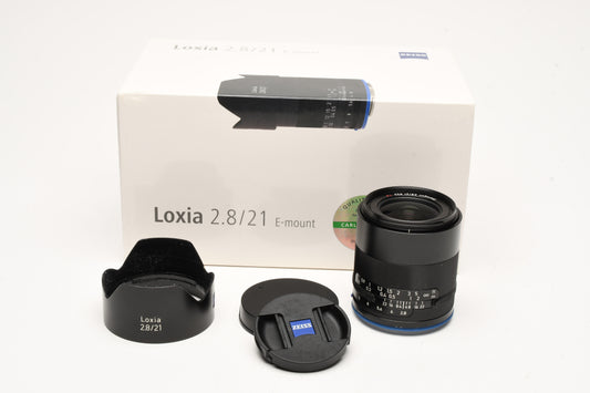Zeiss Loxia 21mm F2.8 Wide lens for Sony E-Mount, Hood, Caps, Box