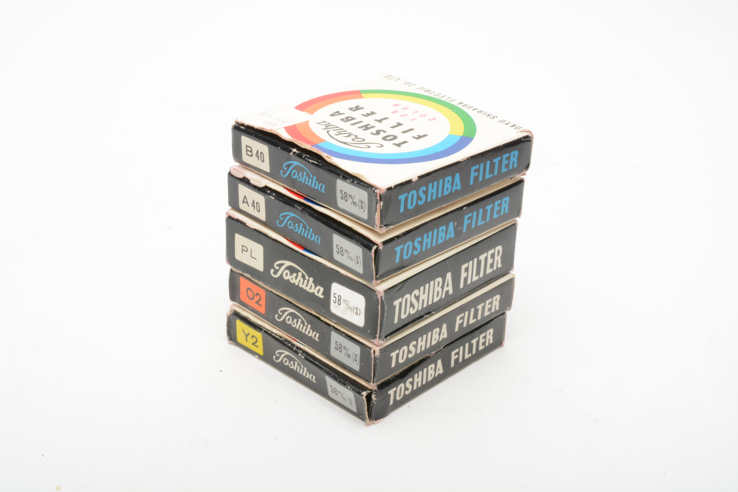 5X Toshiba 58mm filters:  A40, B40, PL, Orange, Yellow, Clean!