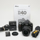 Nikon D40 DSLR body w/Nikkor 18-55mm f3.5-5.6G ED II , batt+charger+SD, 1680 Acts!