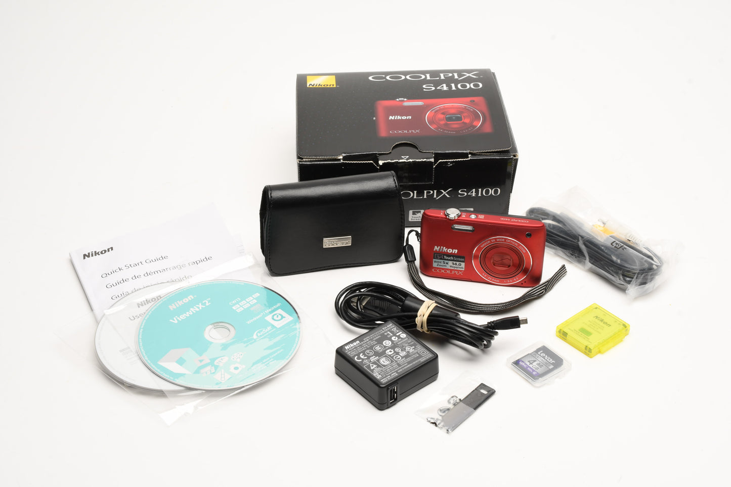 Nikon Coolpix S4100 14MP Digital Point&Shoot camera (Red), Boxed