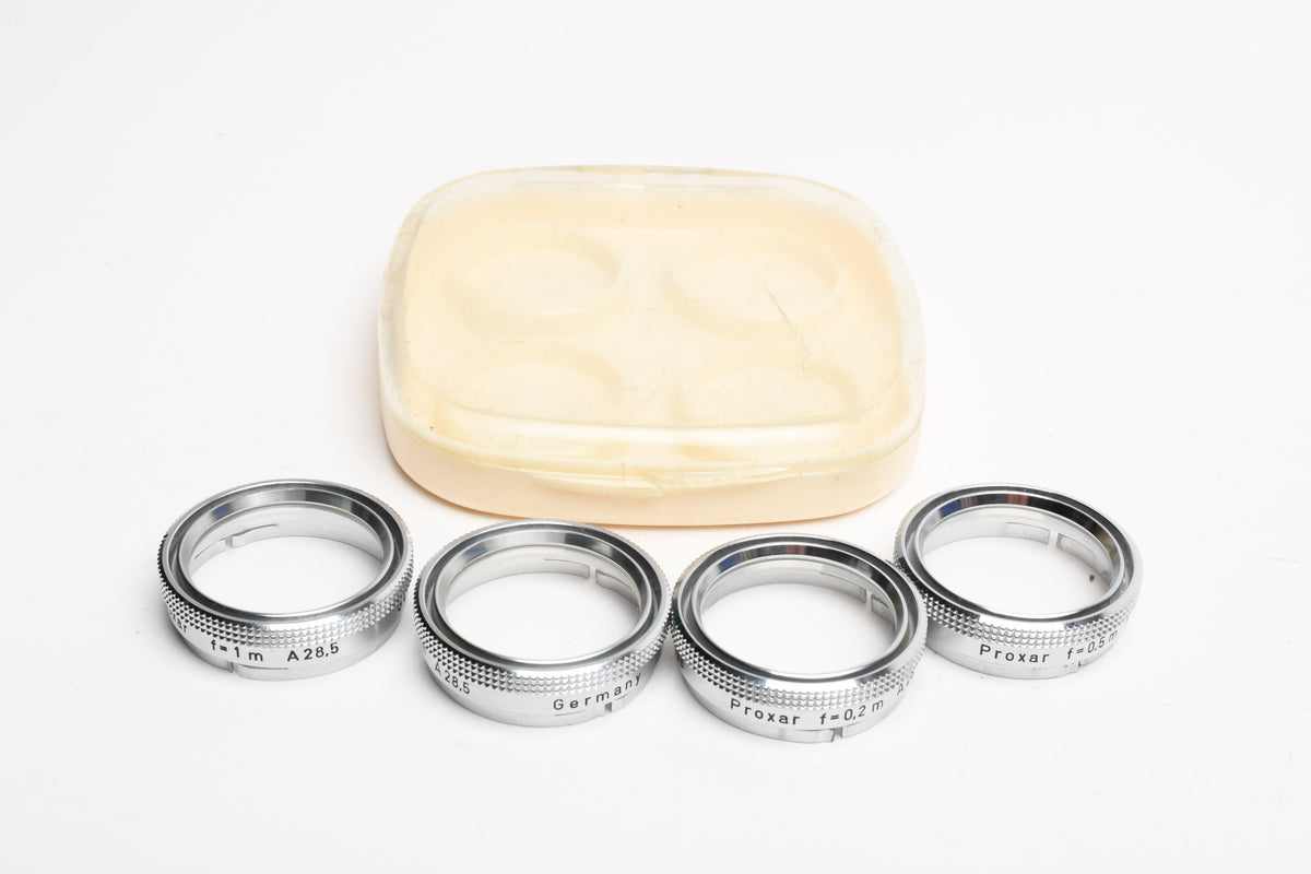 Zeiss Proxar A 28.5mm set of 4 Close-up lenses in jewel case, Clean
