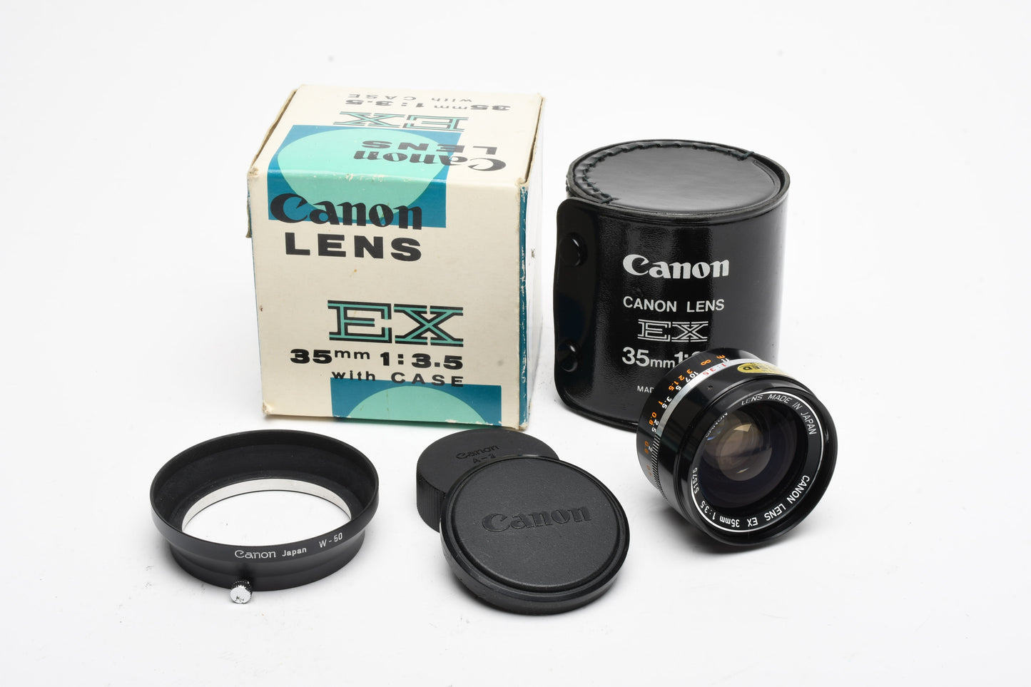 Canon EX 35mm f3.5 MF Prime Lens for Canon EX Mount, Hood+Case, Mint-