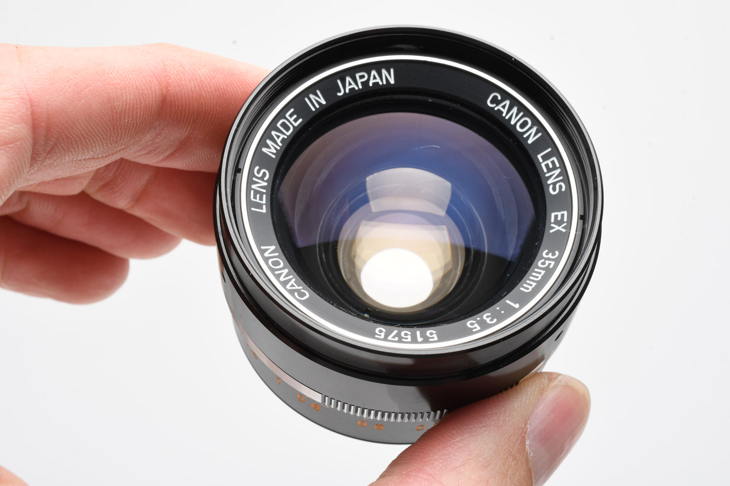 Canon EX 35mm f3.5 MF Prime Lens for Canon EX Mount, Hood+Case, Mint-