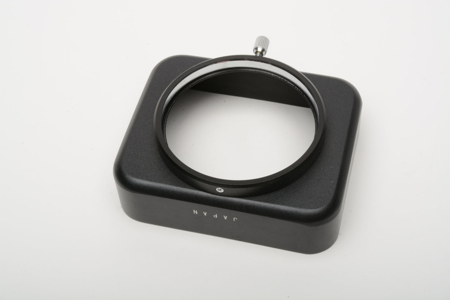 Fujica rectangular metal lens hood 49mm slip on in case, Clean