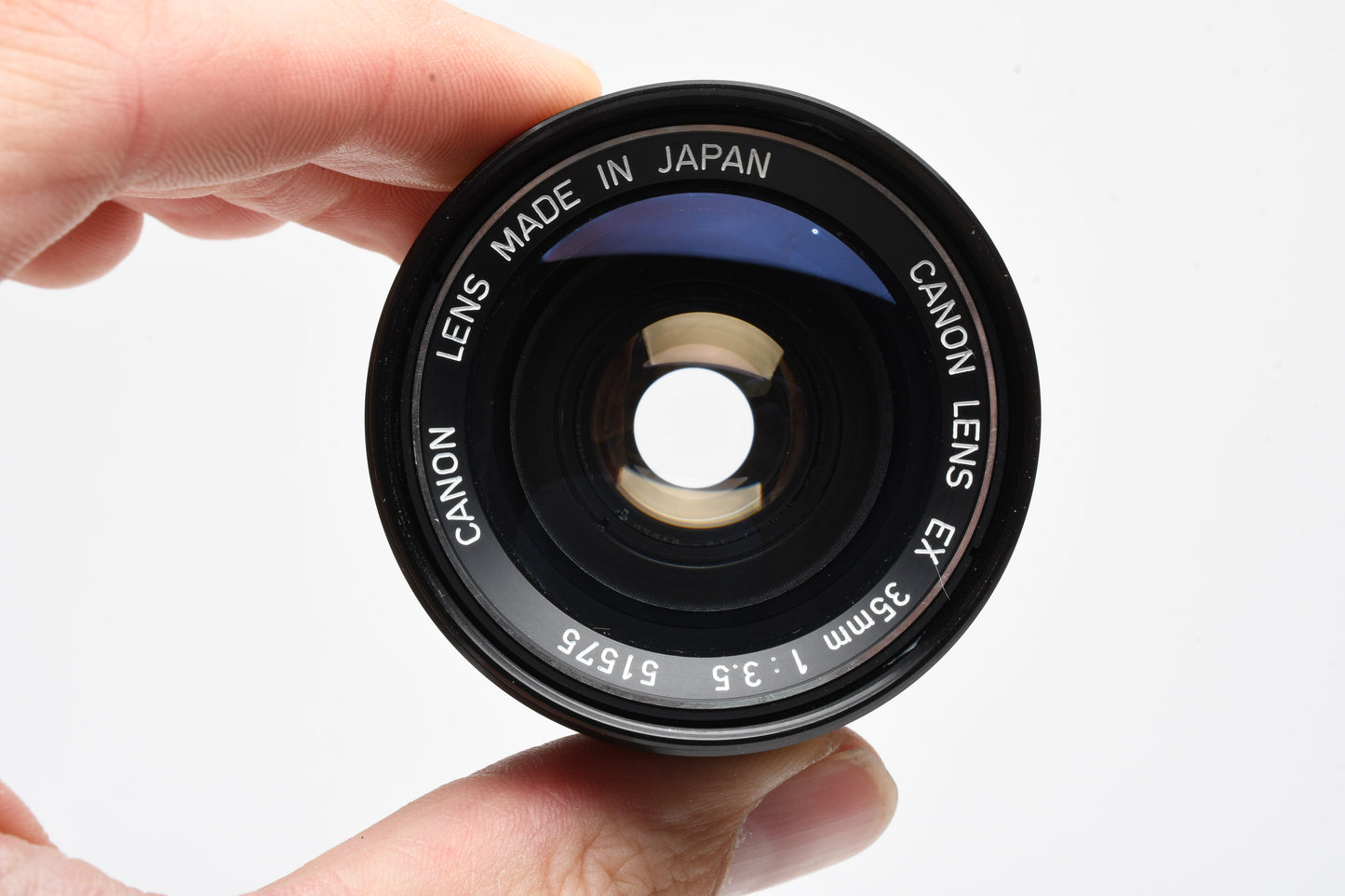 Canon EX 35mm f3.5 MF Prime Lens for Canon EX Mount, Hood+Case, Mint-