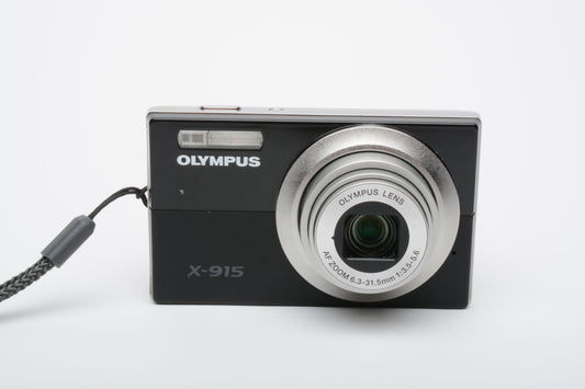 Olympus X-915 digital 12MP Point&Shoot camera, case, batt+charger+256MB XD card