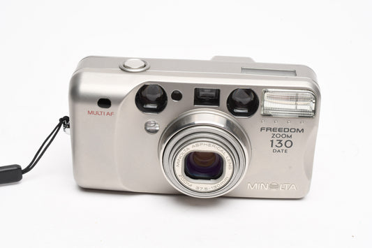 Minolta Freedom Zoom 130 date 35mm Point&Shoot camera, strap, Tested
