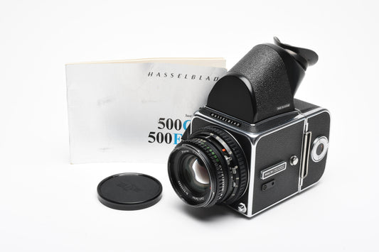 Hasselblad 500C/M Body, Prism, 80mm T* f2.8 Planar, A12 Back, New Seals!
