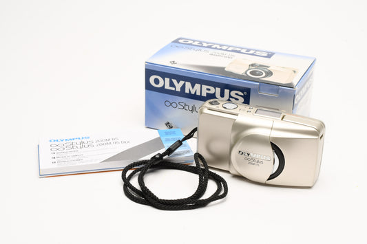 Olympus Stylus zoom 115 DLX date back 35mm Point&Shoot, tested, Great! Boxed