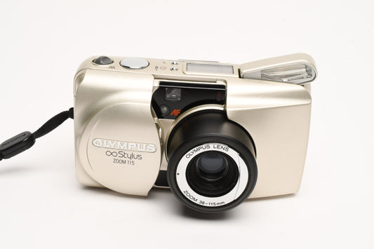 Olympus Stylus zoom 115 DLX date back 35mm Point&Shoot, tested, Great! Boxed