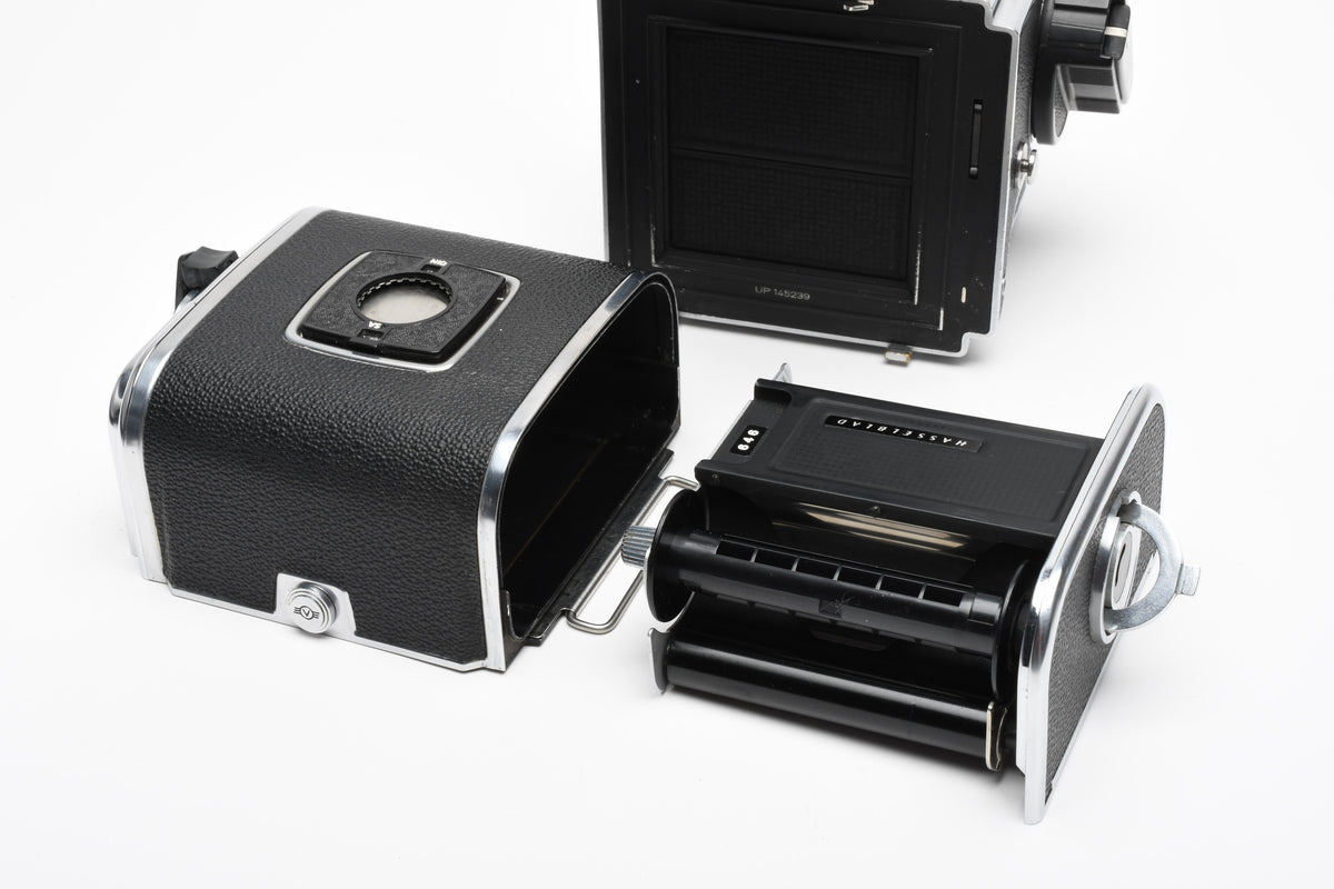 Hasselblad 500C/M Body, Prism, 80mm T* f2.8 Planar, A12 Back, New Seals!