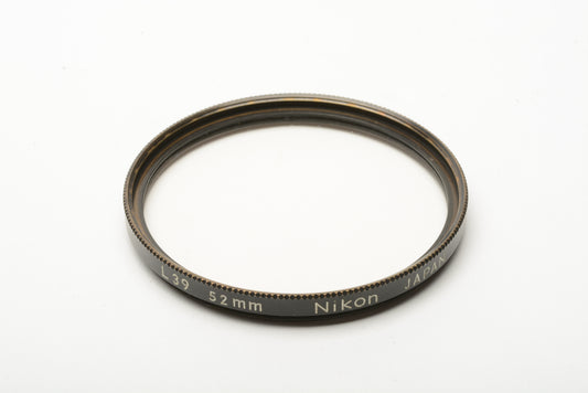 Nikon 52mm L39 Clear filter, jewel case, very clean