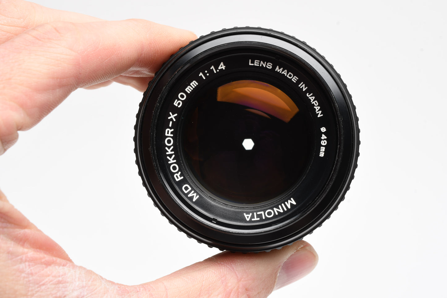 Minolta MD Rokkor-X 50mm f1.4 MD mount lens, w/Caps, Sky, Nice!