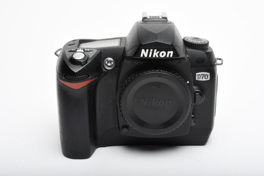 Nikon D70 DSLR body w/batt, charger, strap, Only 4308 Acts, Tested