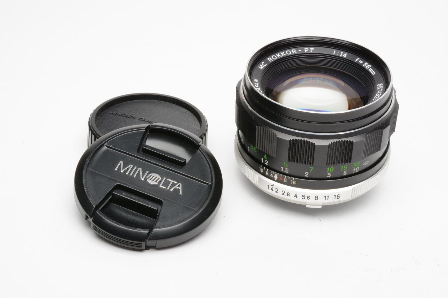 Minolta MC Rokkor-PF 58mm F1.4 SR MD Mount, Caps, Very Clean & Sharp!