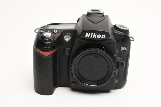 Nikon D90 DSLR body, batt, charger, strap, Only 9701 Acts, very clean,+Book