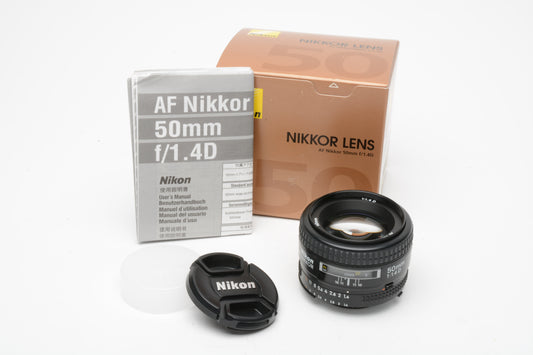 Nikon AF Nikkor 50mm f1.4D prime lens, Mint, Boxed, USA