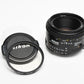 Nikon Nikkor AF 50mm f1.8 Prime lens, caps+UV filter