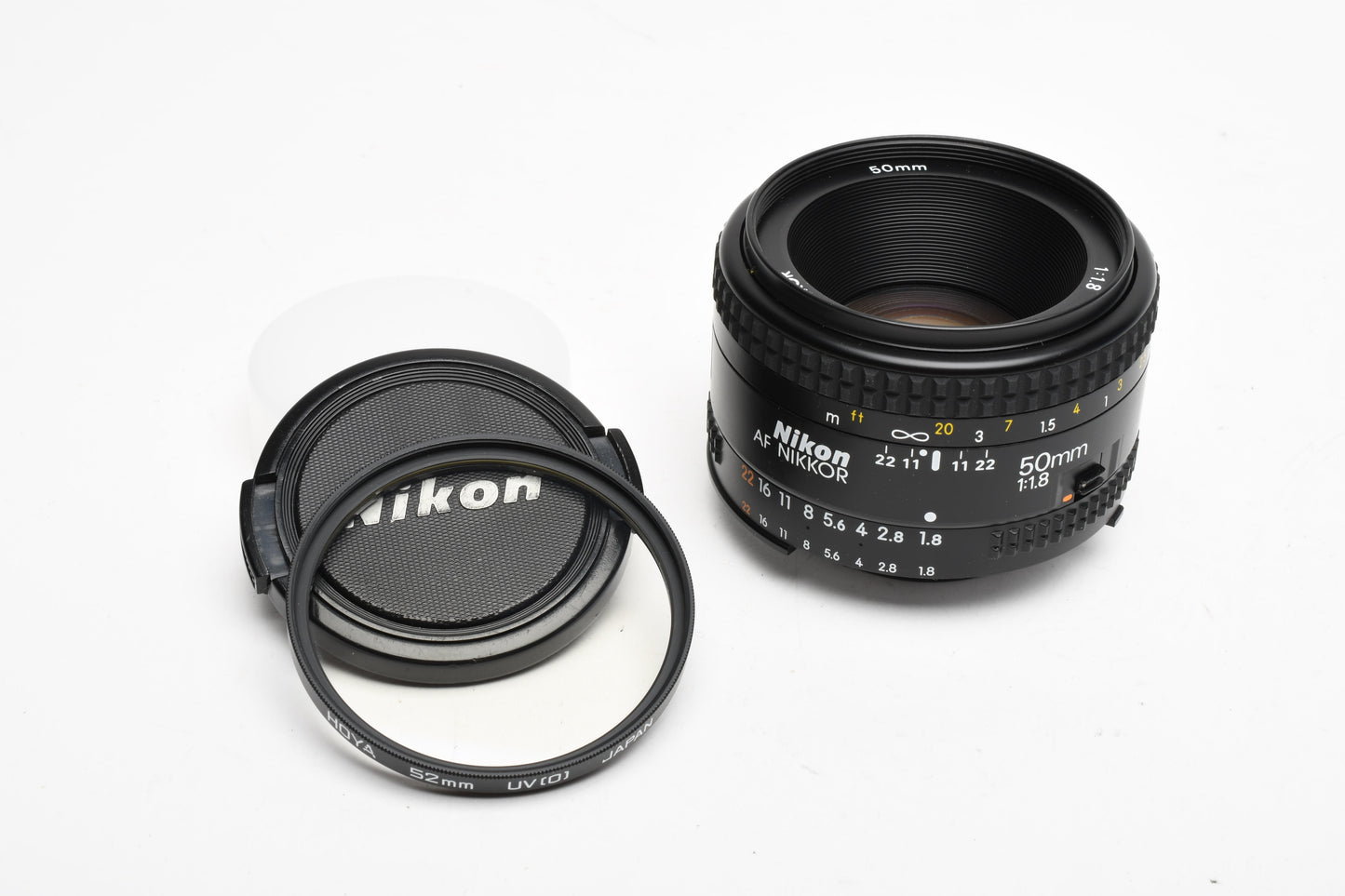 Nikon Nikkor AF 50mm f1.8 Prime lens, caps+UV filter