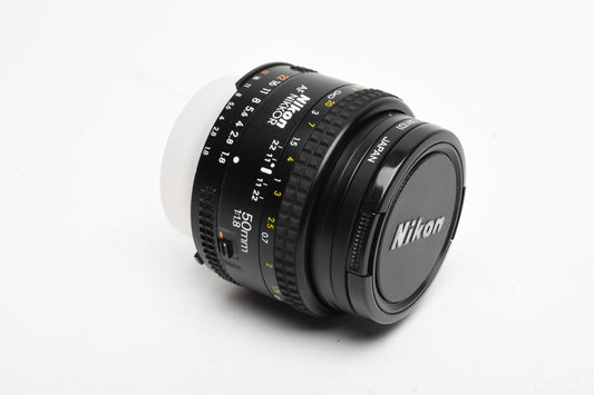 Nikon Nikkor AF 50mm f1.8 Prime lens, caps+UV filter