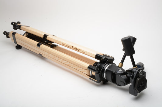 Berlebach Mulda Wooden Tripod w/Manfrotto 229 Pan head, plate, tray, Mint-