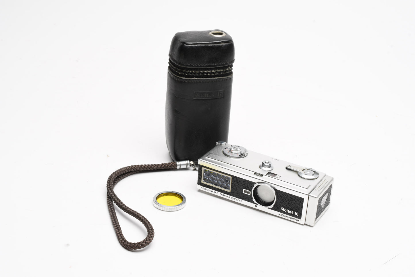 Rollei 16 16mm Film Subminiature Camera with Tessar 25mm f2.8, Case, Filter, Strap