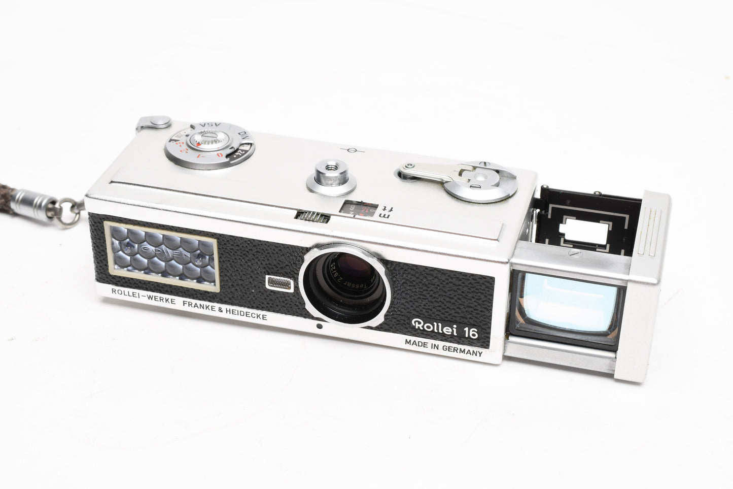 Rollei 16 16mm Film Subminiature Camera with Tessar 25mm f2.8, Case, Filter, Strap