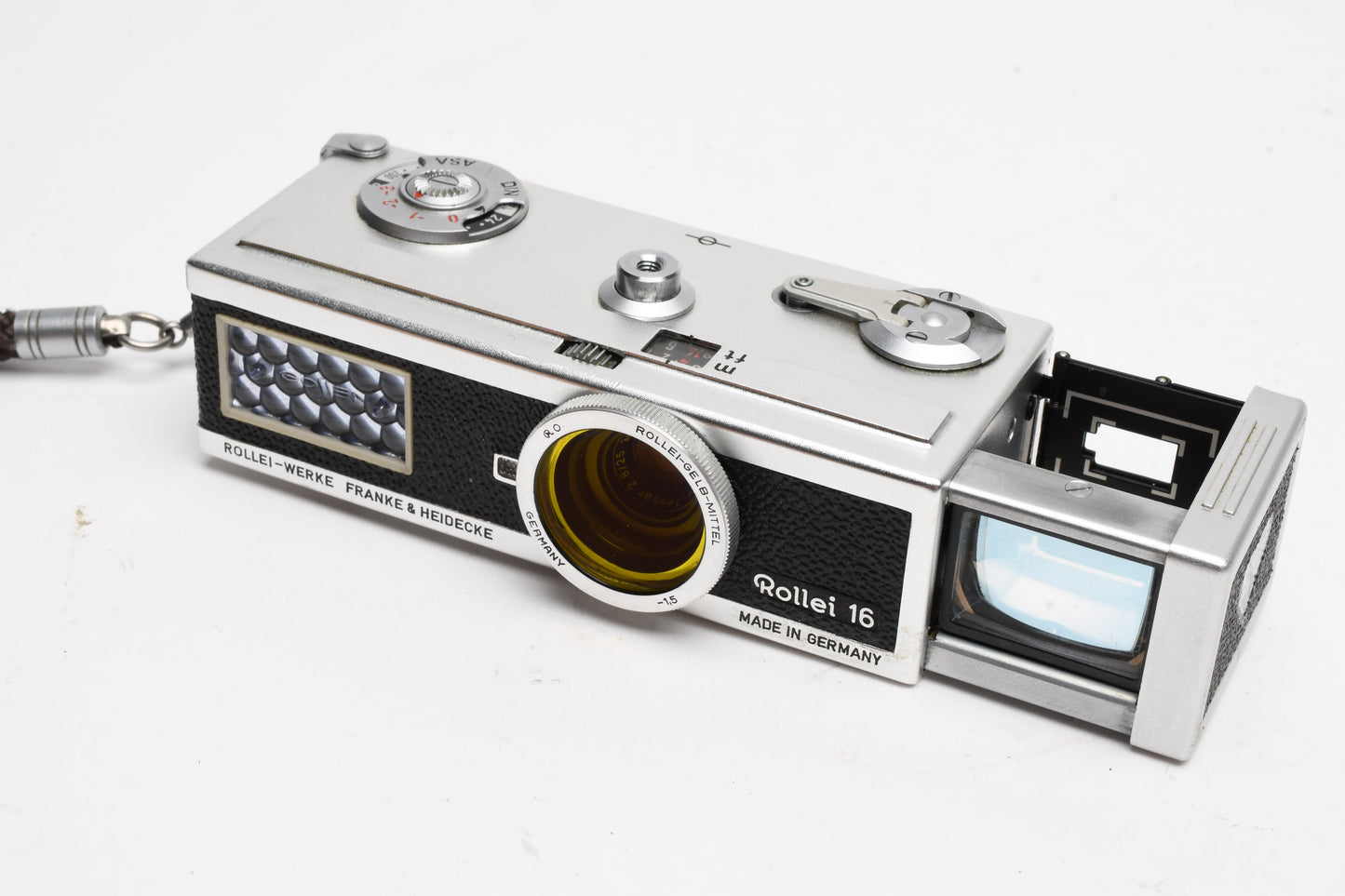 Rollei 16 16mm Film Subminiature Camera with Tessar 25mm f2.8, Case, Filter, Strap