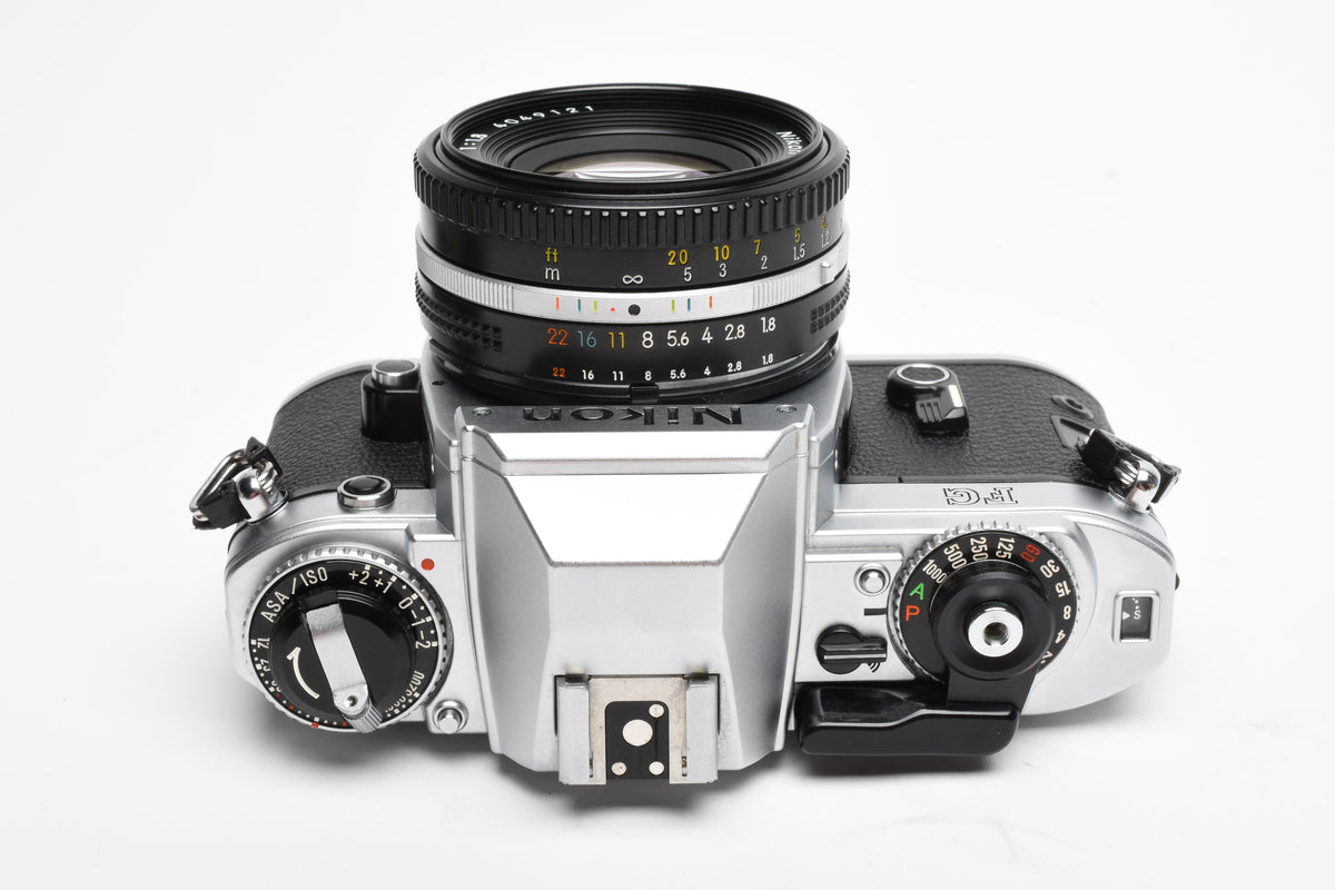 Nikon FG 35mm SLR w/Nikkor 50mm f1.8, New seals, Strap, Great!