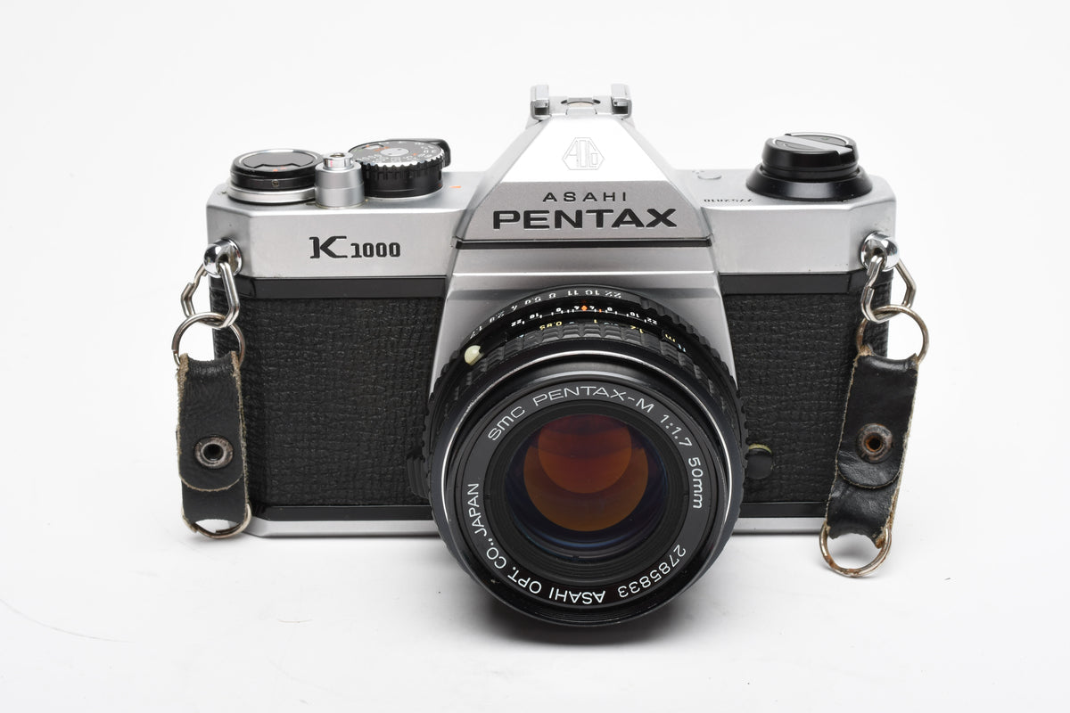 Pentax K1000 35mm SLR w/50mm f1.7 lens, New seals, strap, Great!
