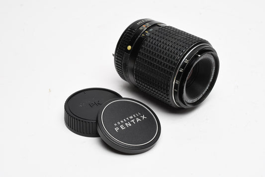 Pentax-M SMC 100mm f4 PK Mount, caps, Well used, Sharp!