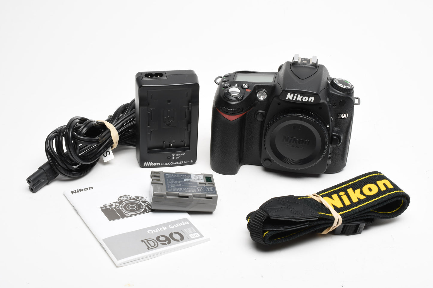 Nikon D90 DSLR body, batt, charger, strap, Only 1508 Acts, Great!