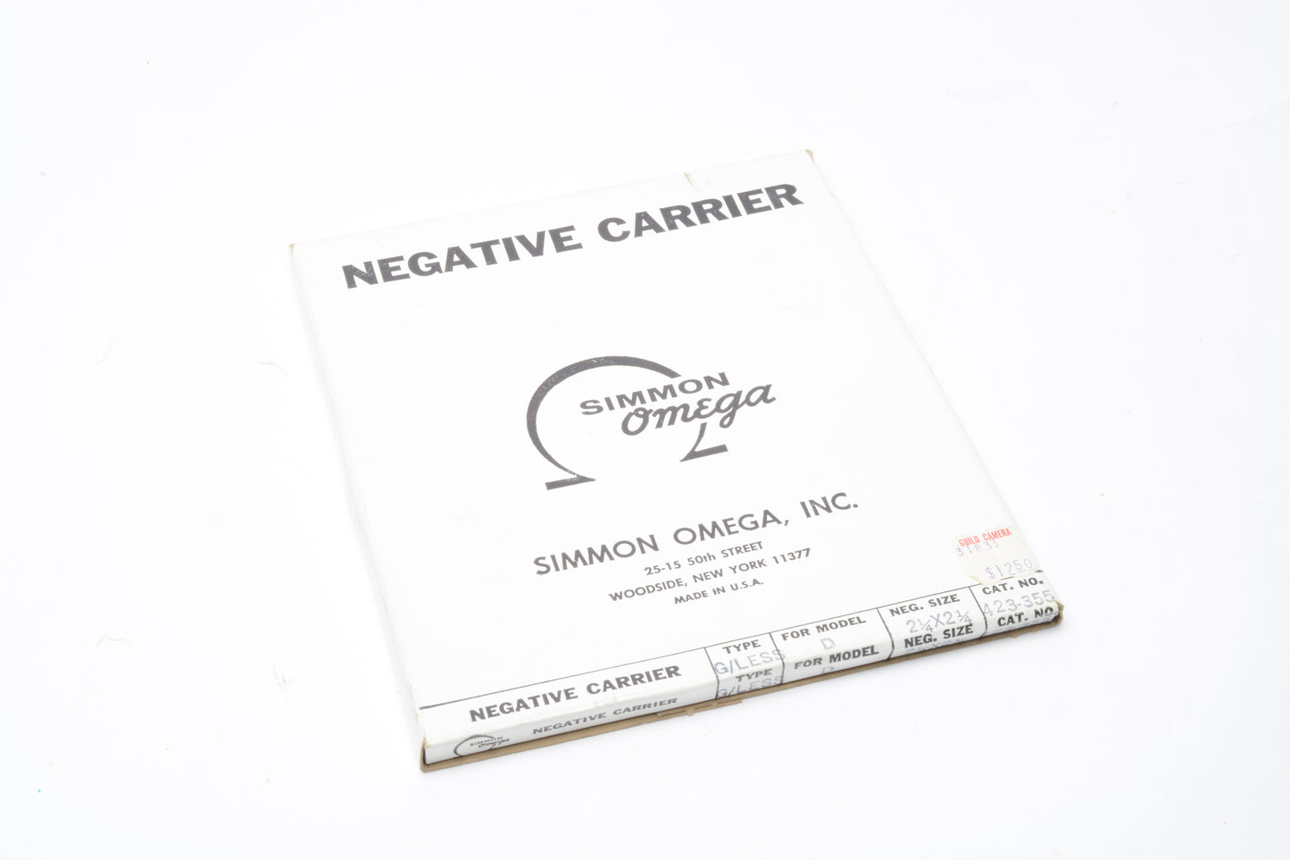Omega Model D 2 1/4 x 2 1/4 glassless negative carrier #423-355