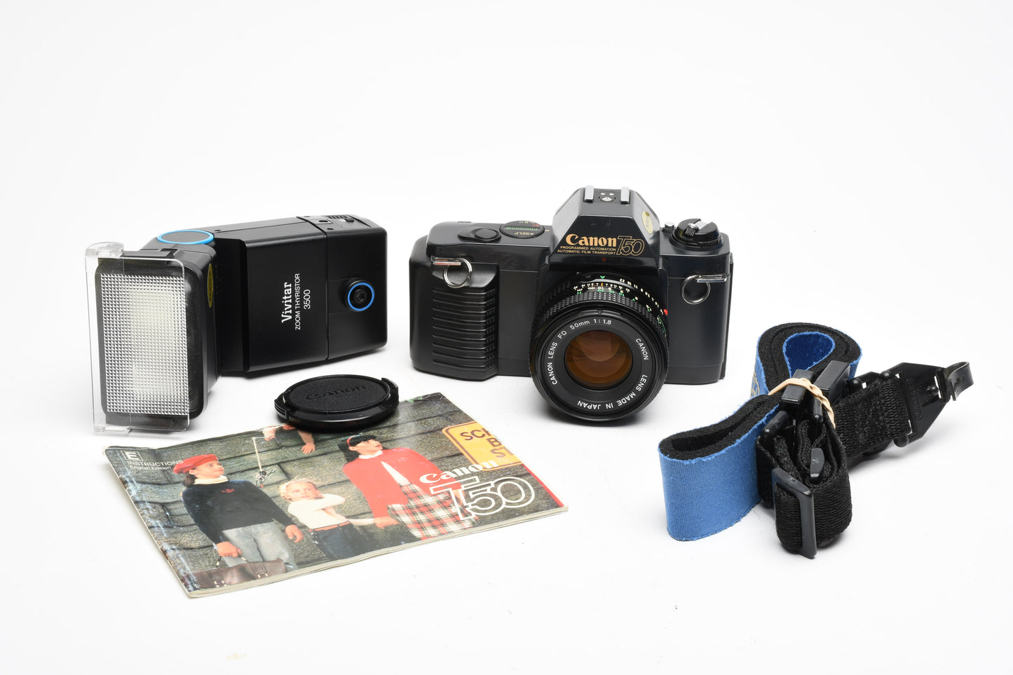 Canon T50 35mm SLR, w/50mm f1.8 FD, Flash. Strap, Tested, Great!