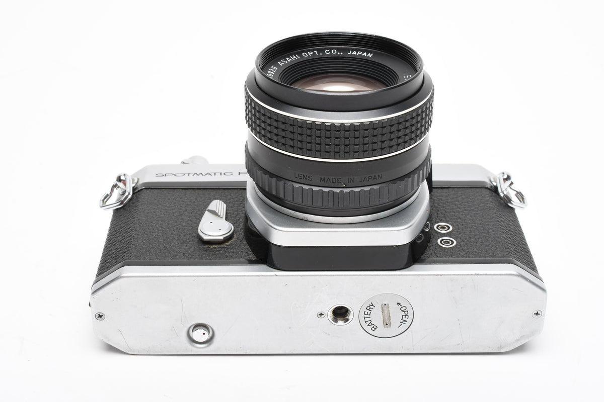 Pentax Spotmatic SP F 35mm SLR w/SMC Takumar 55mm f1.8 lens, Case, 1A, Tested, New seals