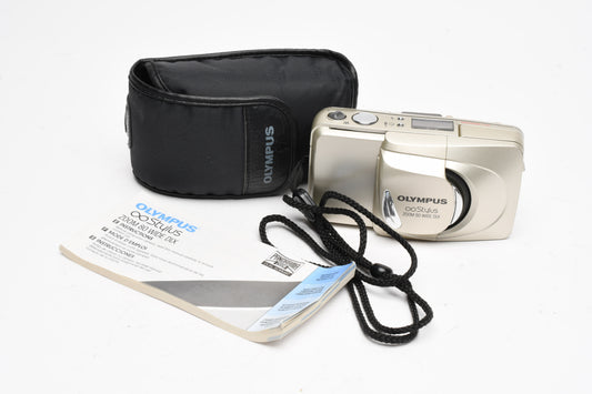 Olympus Stylus Zoom 80 Wide DLX date 35mm Point&Shoot, case, Nice!
