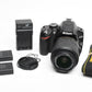 Nikon D3200 DSLR w/18-55mm f3.5-5.6 VR lens, 2X batts+charger+strap 7402 Acts