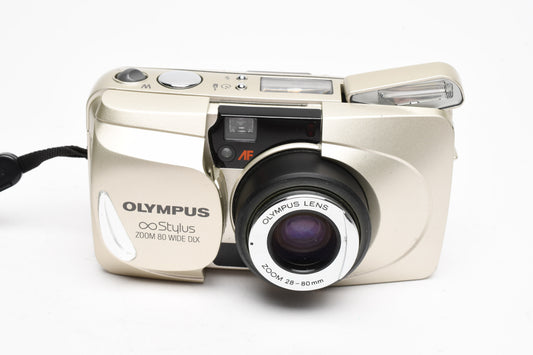 Olympus Stylus Zoom 80 Wide DLX date 35mm Point&Shoot, case, Nice!