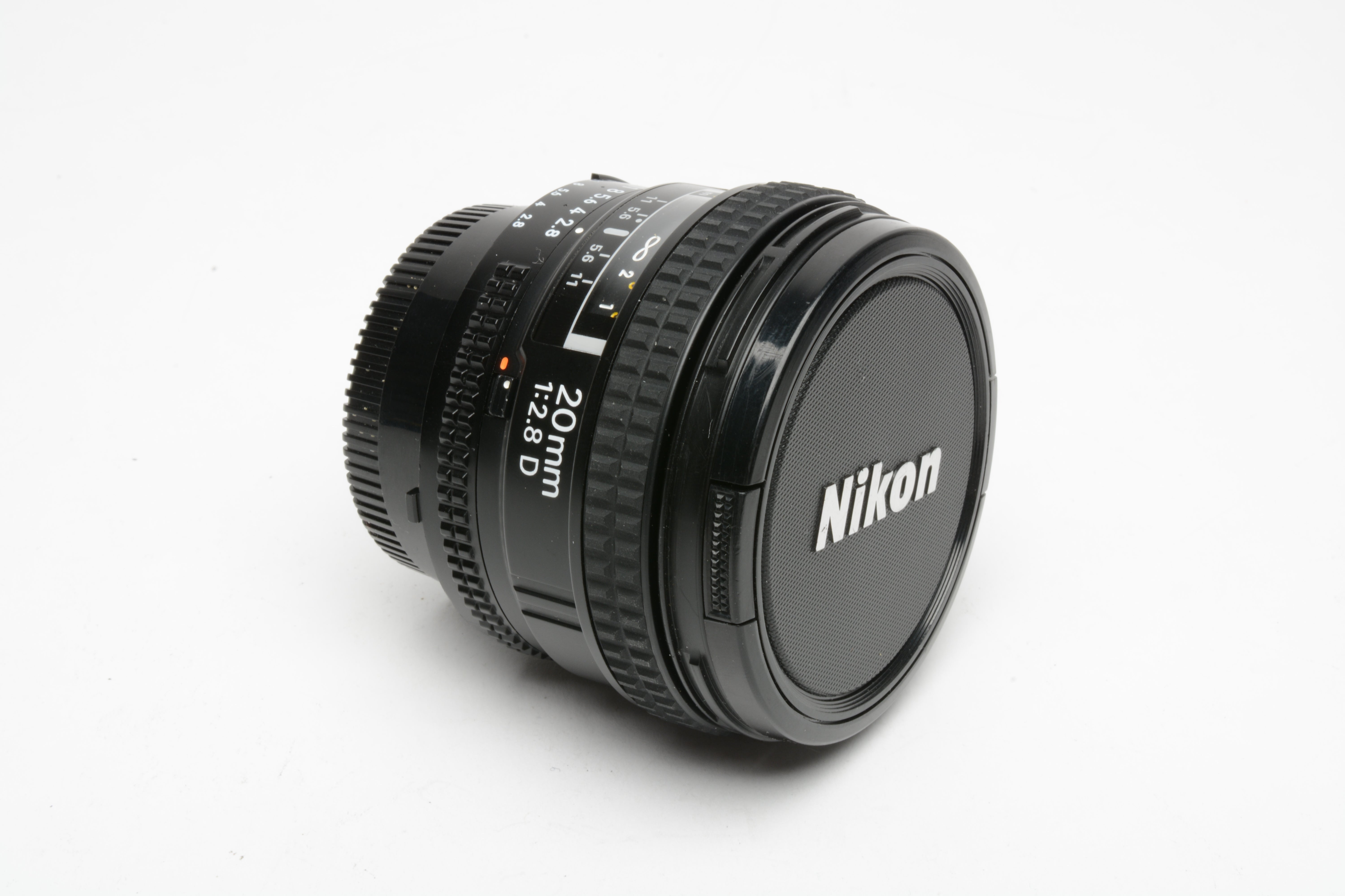 Nikon AF 20mm f2.8D wide angle lens, caps, very nice & clean